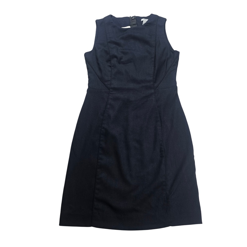 H&M Sheath Dress Womens Size 10 Navy Blue Sleeveless‎ Textured Workwear